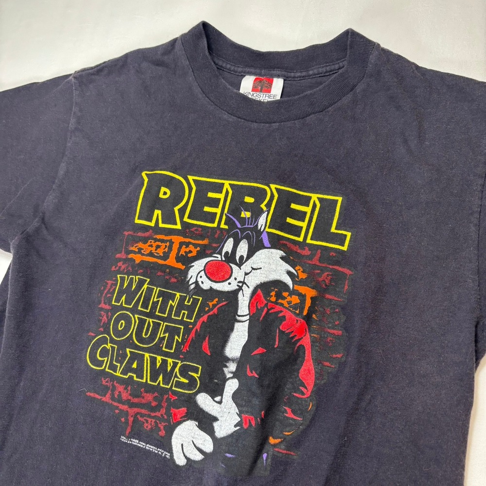 VTG 1992 Looney Tunes Sylvester T-Shirt Rebel With Out Claws Single Stitch USA